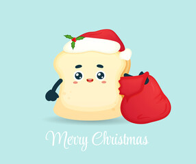 Cute bread carrying a presents sack for christmas holiday Premium Vector