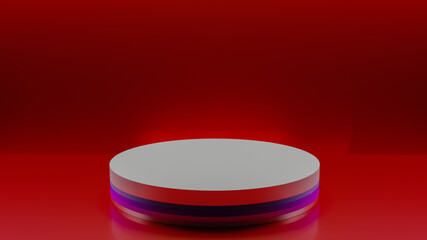 red glass mock up 3d illustration for product display 