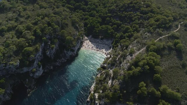 macarella y macarelleta playas menorca 4k drone