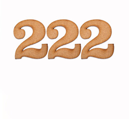 Number 222 - Piece of wood isolated on white background