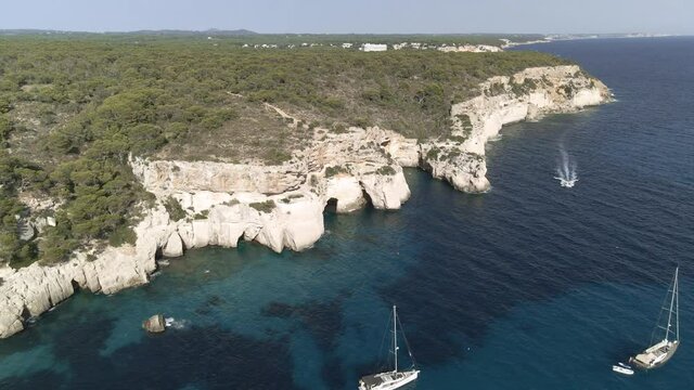 macarella y macarelleta playas menorca 4k drone