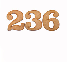 Number 236 - Piece of wood isolated on white background
