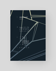 Abstract Placard, Poster, Flyer, Banner Design, Blank, Document. Minimal illustration on vertical A4 format. Original geometric shapes composition.