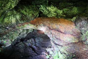 The tunnel of Lava Furna De Frei Matias, Pico island, Azores