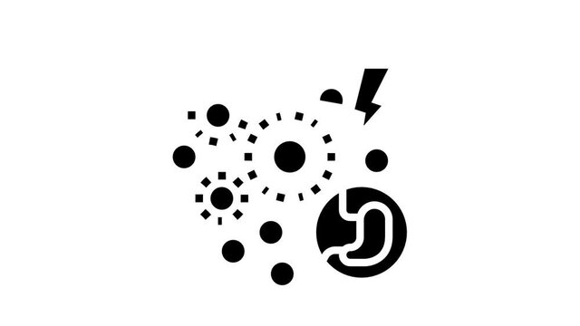 infection digestion system animated glyph icon. infection digestion system sign. isolated on white background