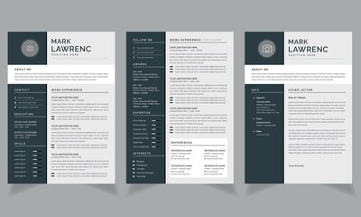2-page Resume Minimalist cv & Cover Letter Template Limed Spruce and Desert Storm vector	