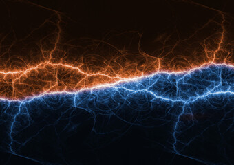 Fire and ice lightning background, power electrical abstract