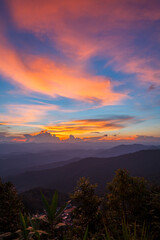 Mountain scenery during the Sunset At Doi Pui Chiang Mai, Thailand