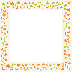 Fall Leaves Border. Leaves Border. Colorful Border Template. Vector Illustration Background
