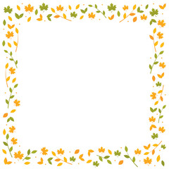 Fall Leaves Border. Leaves Border. Colorful Border Template. Vector Illustration Background