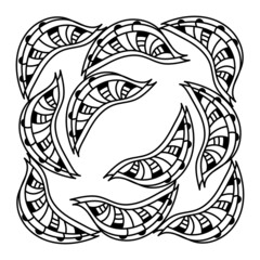 Vector hand drawn illustration for the design. Decorated textured shapes, slices.