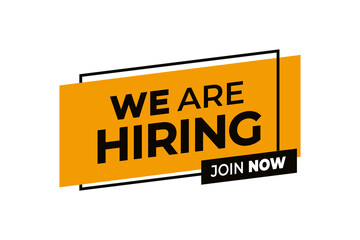 We are hiring join now. Recruitment  and open the job design poster. Vector illustration isolated on white background