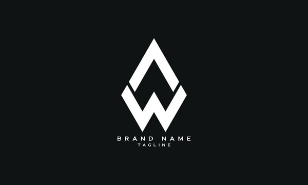 AW, WA, Abstract initial monogram letter alphabet logo design