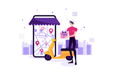 Shopping Order Delivery Illustration concept. Flat illustration isolated on white background.