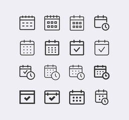Calendar vector line icon set.
