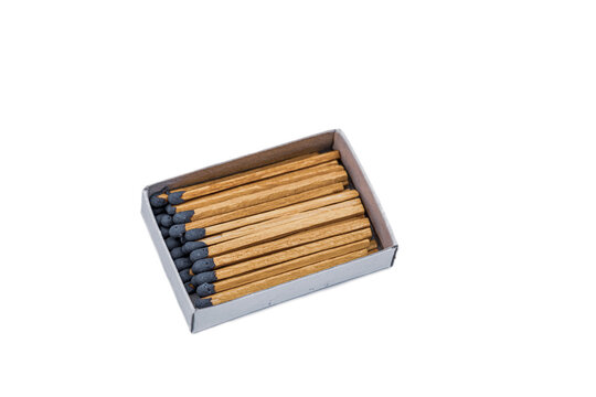 box matches with match sticks on white background