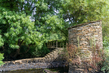 Old water mill on the river Mi&ntilde;o as it passes through the city of Lugo