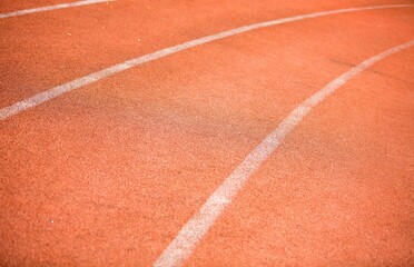 Fototapeta premium Chalk Lines On Running Track Close-up