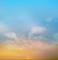 Romantic sunset sky as natural background