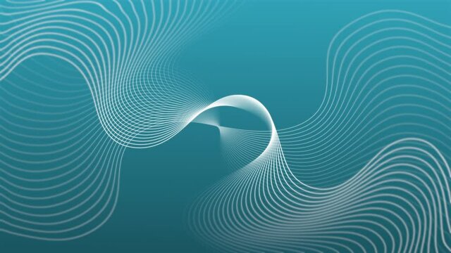 Curved wave with a beautiful soft natural blur pattern on a Cerulean background. Abstract background for a business presentation. Concept of futuristic loop motion.