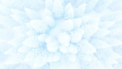 Abstact white background snowy christmas trees top view 3D rendering