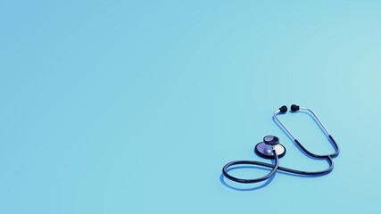 聴診器　シンプル　青背景　3DCG　医療器具