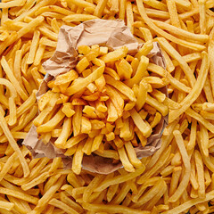Heap of french fries as background
