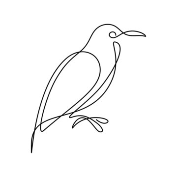 recommend clip art: Abstract bird in continuous line art drawing style. Minimalist black linear design isolated on white background. Vector illustration