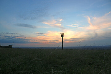 Warning beacon at Westbury, Wiltshire at sunset	