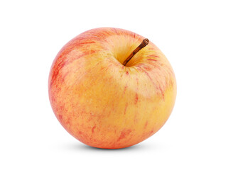 Whole fresh red yellow apple isolated on white background.