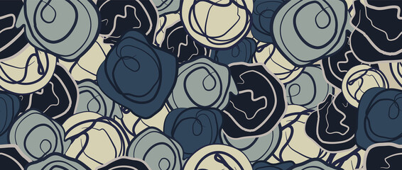 seamless pattern of abstract circle, lines shape. a hand-drawn illustration in the style of minimalism. modern, romantic art of one line. for print, textiles, wallpaper, banner, web,  background.