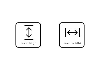 maximum size high and width icon sign