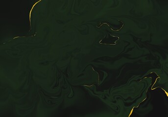 Abstract liquid dark green with gold marble texture background