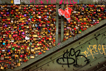 Köln, Germany. Locks of love in a city bridge
