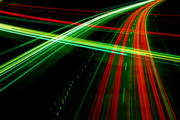 car lights at night. long exposure