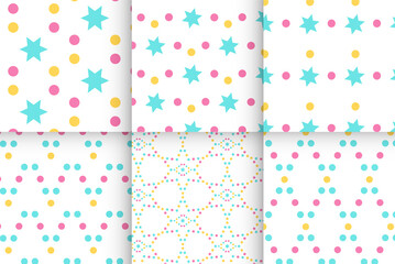 Polka dot geometric seamless Pattern design in baby boy backgrounds.