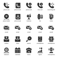 Contact and Communication icon pack for your website design, logo, app, UI. Contact and Communication icon glyph design. Vector graphics illustration and editable stroke.