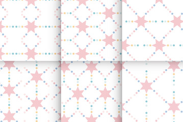 Geometric seamless pattern with stars and dot
