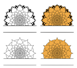 A set of personalized monograms in the form of flower mandalas. Vector clip art.