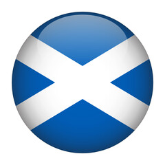 Obraz premium Scotland 3D Rounded Country Flag button Icon