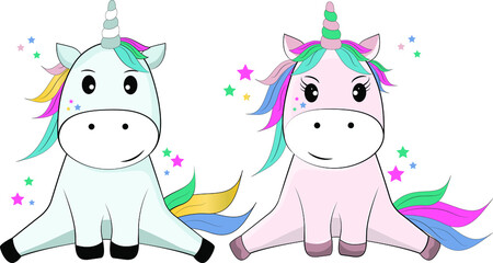 Fototapeta premium Cute cartoon unicorn character vector