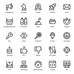 Marketing and SEO icon pack for your website design, logo, app, UI. Marketing and SEO icon outline design. Vector graphics illustration and editable stroke.