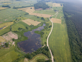 countryside roads in autumn colors with sunset light