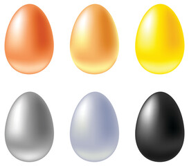 Metallic Eggs Clipart Set - Gold, Silver, Onyx