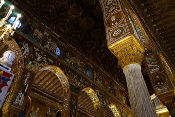 Fototapeta premium Cappella Palatina byzantine church inside detail, Palermo, Sicily, Italy