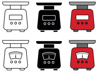 Food Scale for Baking Clipart Set - Outline and Silhouette