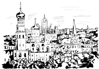 Fototapeta premium illustration of a view of the old city of Moscow