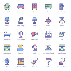 Home Stuff icon pack for your website design, logo, app, UI. Home Stuff icon lineal color design. Vector graphics illustration and editable stroke.