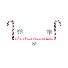 Vector Red Christmas Time placement print with snowflakes