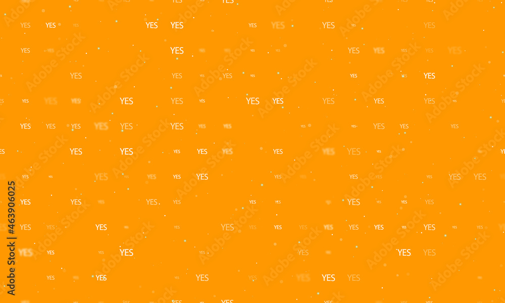 Poster seamless background pattern of evenly spaced white yes symbols of different sizes and opacity. vecto